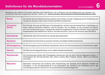 ICW-Taschenkarte Definitionen in der Wundversorgung (laminiert - zur Wischdesinfektion)